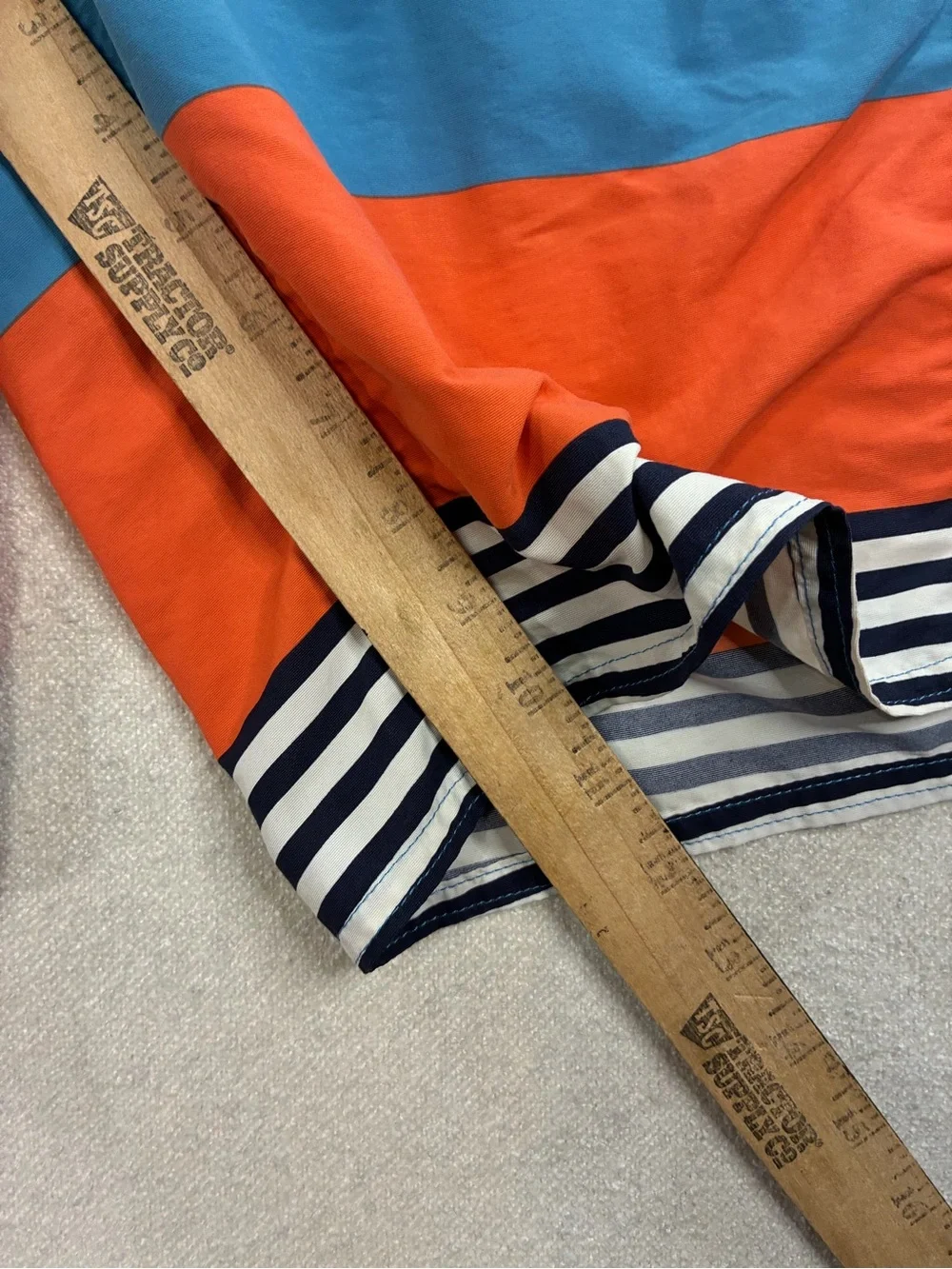 Patagonia Men’s Board Shorts Size 32 Orange Blue Striped Surf Swim Trunks